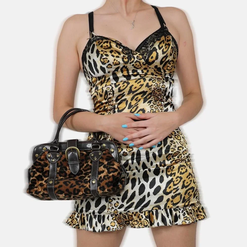 GUESS ANIMAL LEOPARD PRINT SLIP DRESS - Picture 1 of 4
